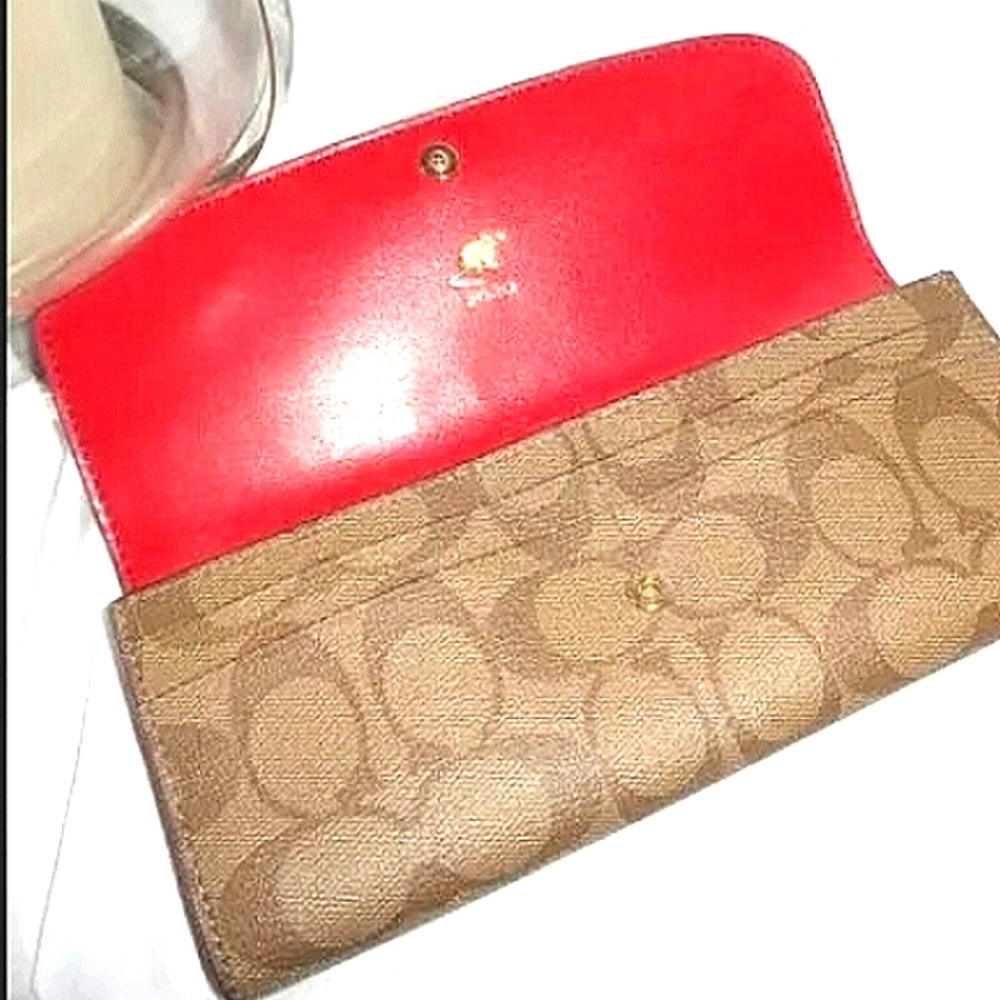 ❤ COACH Tan & Red Signature Monogram 'Year of the Rat Wallet' NWT! - Picture 11 of 12